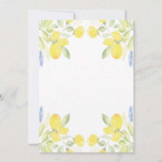 ウォーターカラーイエローレモン花誕生日 招待状 (裏面)