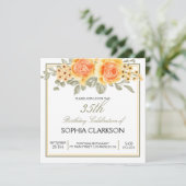 ウォーターカラーイエローローズ誕生日 招待状 (スタンド正面)