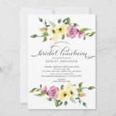 ウォーターカラーイエロー&バイオレットフローラブライダルランチョン 招待状 (正面)