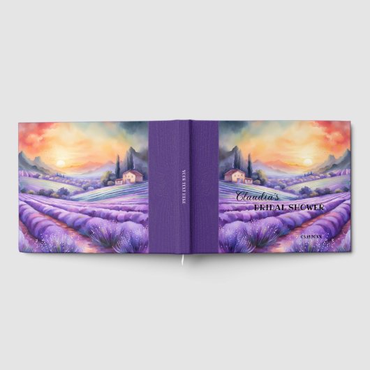 ウォーターカラーイタリアンラベンダーカントリーブライダルシャワー ゲストブック (全面)
