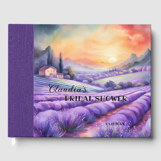 ウォーターカラーイタリアンラベンダーカントリーブライダルシャワー ゲストブック (正面)