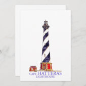 ウォーターカラーイラストレーションケープハッタラスライトハウス サンキューカード (正面/裏面)