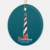 ウォーターカラーイラストレーションケープハッタラスライトハウス セラミックオーナメント (左)