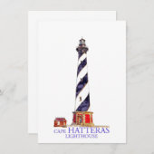 ウォーターカラーイラストレーションケープハッタラスライトハウス ノートカード (正面/裏面)