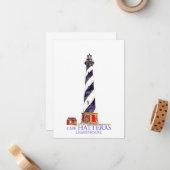 ウォーターカラーイラストレーションケープハッタラスライトハウス ノートカード (正面/裏面インサイチュ)