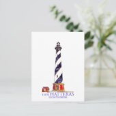 ウォーターカラーイラストレーションケープハッタラスライトハウス ポストカード (スタンド正面)