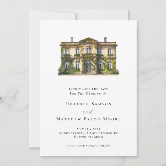 ウォーターカラーイングリッシュマナーエクエストリア結婚ン セーブザデート (正面)