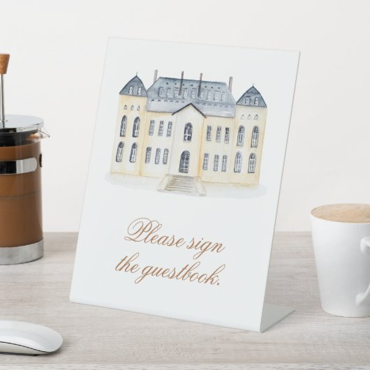 ウォーターカラーイングリッシュマナーエステート結婚ズ 台座サイン (インサイチュ)