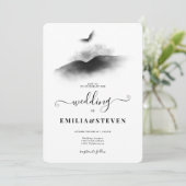ウォーターカラーイーグルマウンテンズ結婚白黒 招待状 (スタンド正面)