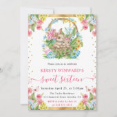 ウォーターカラーイースターウサギ春スウィート16 招待状 (正面)