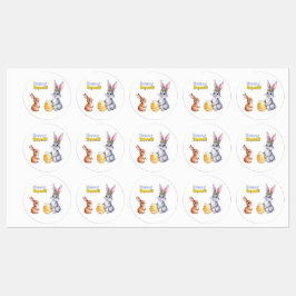 ウォーターカラーイースターカード(春休日) ラベル