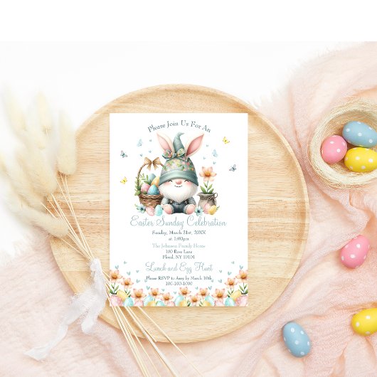 ウォーターカラーイースターキュート格言お祝い 招待状