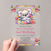 ウォーターカラーイースターコアラ&春の花誕生日 アクリル招待状 (インサイチュ (ポータブル))