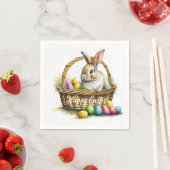 ウォーターカラーイースターバニーアートエレガント紙ナプキンス スタンダードカクテルナプキン (インサイチュ)