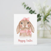 ウォーターカラーイースターバニーラビットホリデー シーズンポストカード (スタンド正面)