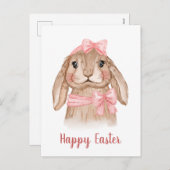 ウォーターカラーイースターバニーラビットホリデー シーズンポストカード (正面/裏面)