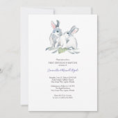 ウォーターカラーイースターバニー招待状ツインズ誕生日 招待状 (正面)