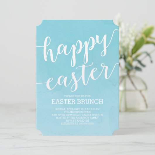 ウォーターカラーイースターブランチディナーパーティの招待状 招待状 (スタンド正面)