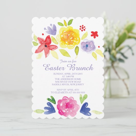 ウォーターカラーイースターブランチパーティの招待状 招待状 (スタンド正面)