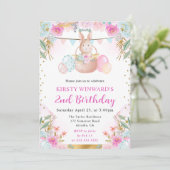 ウォーターカラーイースターラビットアンドフラワーズ誕生日 招待状 (スタンド正面)