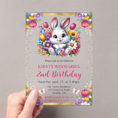 ウォーターカラーイースターラビット春の花誕生日 アクリル招待状 (インサイチュ (ポータブル))