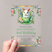 ウォーターカラーイースターラビット春の花誕生日 アクリル招待状 (インサイチュ (ポータブル))