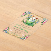 ウォーターカラーイースターラビット春の花誕生日 アクリル招待状 (レイダウン)