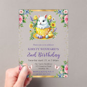 ウォーターカラーイースターラビット春の花誕生日 アクリル招待状 (インサイチュ (ポータブル))