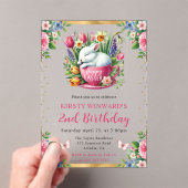 ウォーターカラーイースターラビット春の花誕生日 アクリル招待状 (インサイチュ (ポータブル))