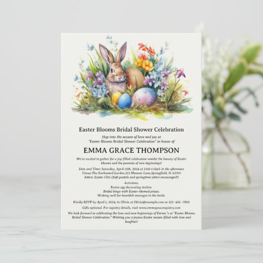 ウォーターカラーイースター春テーマブライダルシャワー 招待状 (スタンド正面)