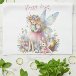 ウォーターカラーイースター春妖精 キッチンタオル
