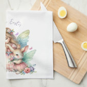 ウォーターカラーイースター春妖精 キッチンタオル (四つ折り)