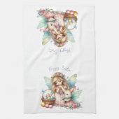 ウォーターカラーイースター春妖精 キッチンタオル (縦)