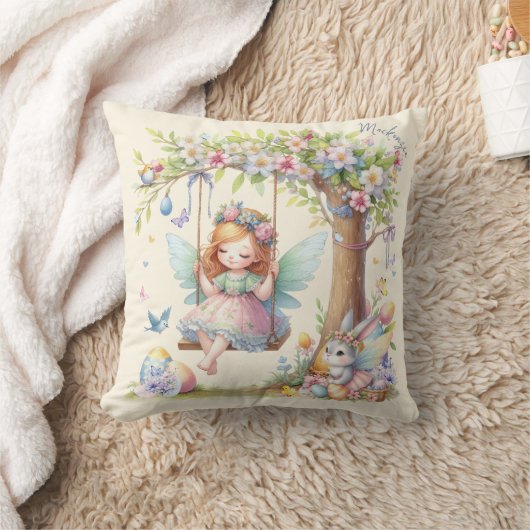 ウォーターカラーイースター春妖精 クッション (ブランケット)