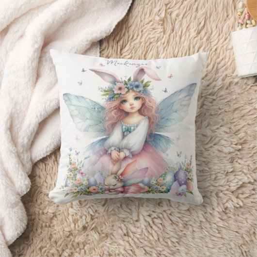 ウォーターカラーイースター春妖精 クッション (ブランケット)