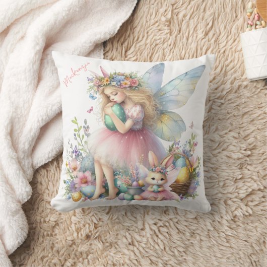 ウォーターカラーイースター春妖精 クッション (ブランケット)