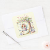 ウォーターカラーイースター春妖精 スクエアシール (封筒)