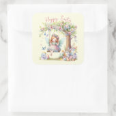 ウォーターカラーイースター春妖精 スクエアシール (バッグ)