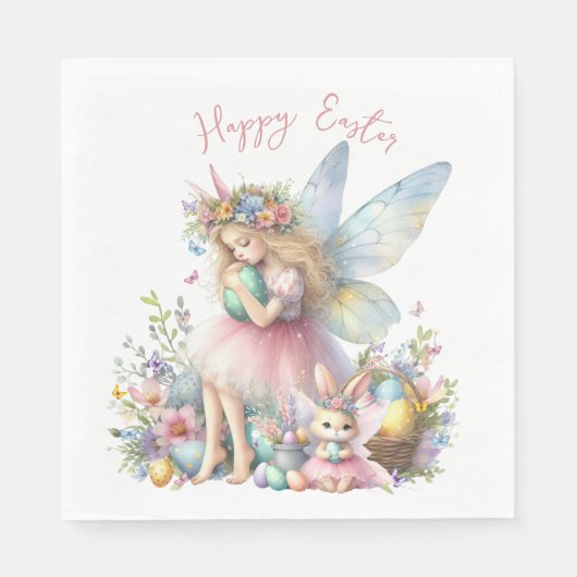 ウォーターカラーイースター春妖精 スタンダードランチョンナプキン (正面)