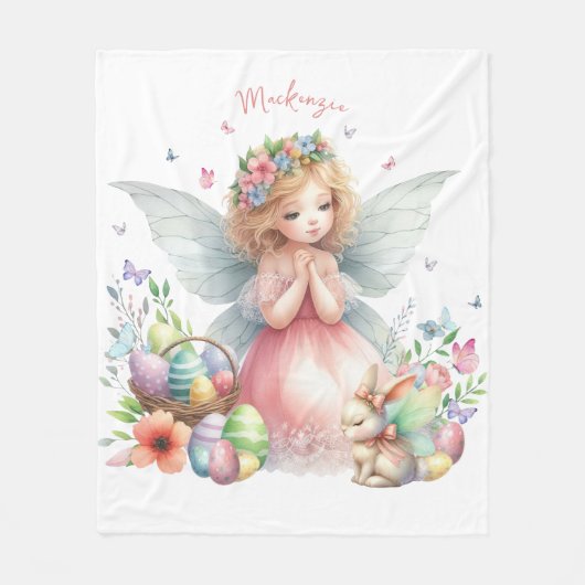 ウォーターカラーイースター春妖精 フリースブランケット (正面)