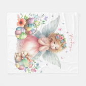 ウォーターカラーイースター春妖精 フリースブランケット (正面(横))