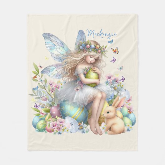 ウォーターカラーイースター春妖精 フリースブランケット (正面)