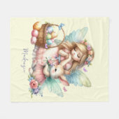 ウォーターカラーイースター春妖精 フリースブランケット (正面(横))