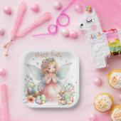 ウォーターカラーイースター春妖精 ペーパープレート (パーティー)