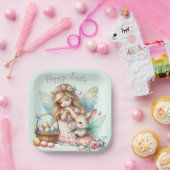 ウォーターカラーイースター春妖精 ペーパープレート (パーティー)