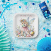 ウォーターカラーイースター春妖精 ペーパープレート (パーティー)