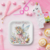 ウォーターカラーイースター春妖精 ペーパープレート (パーティー)