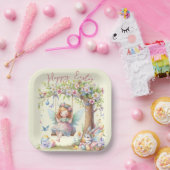 ウォーターカラーイースター春妖精 ペーパープレート (パーティー)