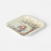 ウォーターカラーイースター春妖精 ペーパープレート (傾斜あり)