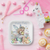 ウォーターカラーイースター春妖精 ペーパープレート (パーティー)